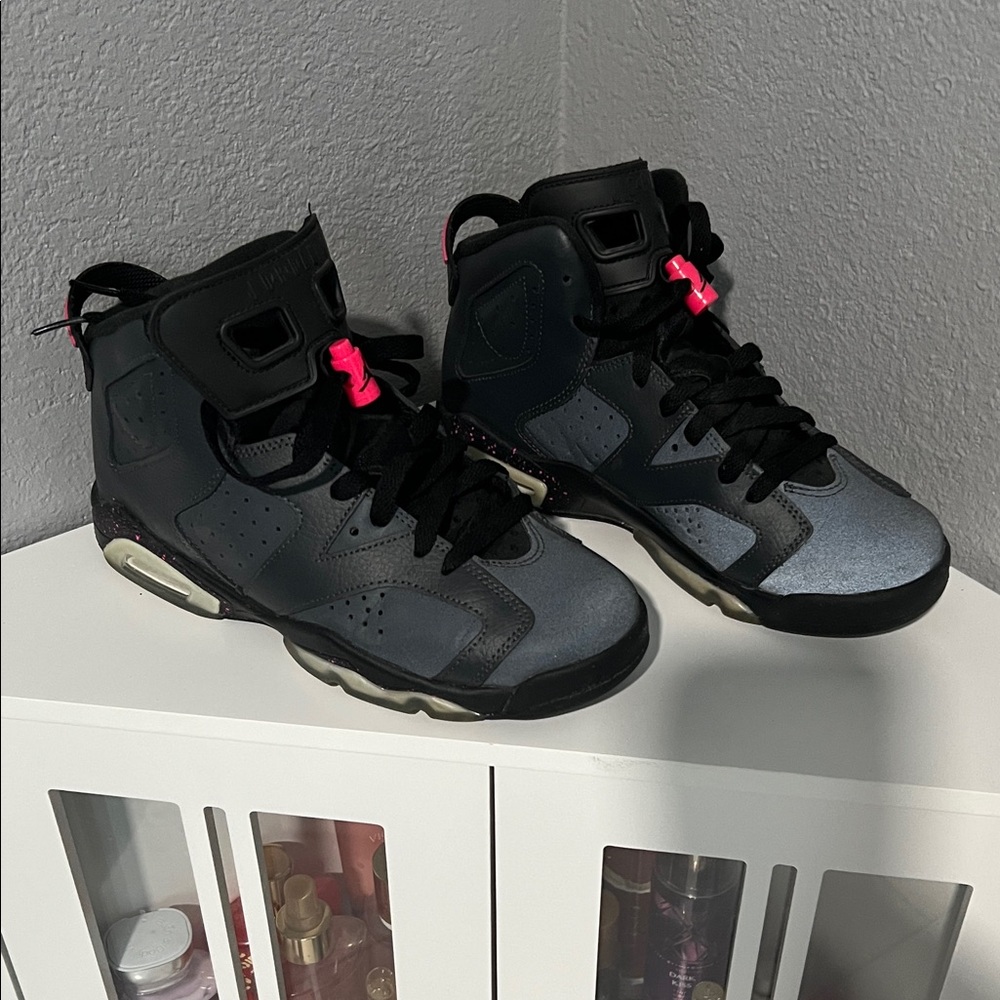 Kids Black and Pink High-Top Sneakers